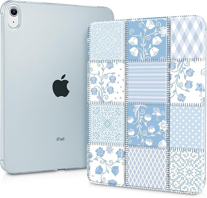 Case for iPad 11 inch A16 2025 Generation 11th / iPad 10.9 inch 10th Generation 2022 Smart Foldable Stand PC Clear Translucent Back Shell Auto Wake/Sleep Slim CoverPatchwork Floral