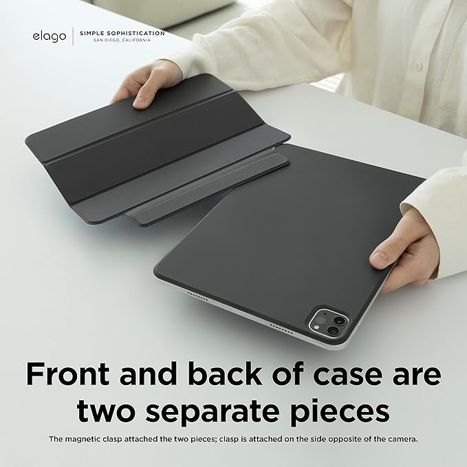 elago Case for iPad A16 10th Generation - iPad Case with Magnetic Attachment to Metal Materials Compatible with elago’s Apple Pencil case (Dark Grey)