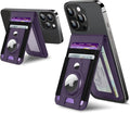 for Magsafe Wallet Stand with Airtag Holder Strongest Magnetic Wallet for iPhone 17/16/15/14/13/12 Series ID Window 4 Card Slots 10 Cards Holder Vegan Leather RFID Blocking Purple