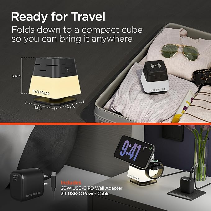 MagSafe 3-in-1 Cube Wireless Charging Stand 15W Foldable Fast Magnetic Charger Dock Phone Mount for iPhone 17/16/15 Apple Watch 1-8/Ultra &amp AirPods