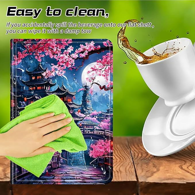for Walmart Onn 10.1 2024 Onn 10.1 Gen 4 Universal Tablet Case 360 Degree Rotating Kickstand Protective Stand Case with Multiple Viewing PU Leather Shell Case Cherry Blossom House