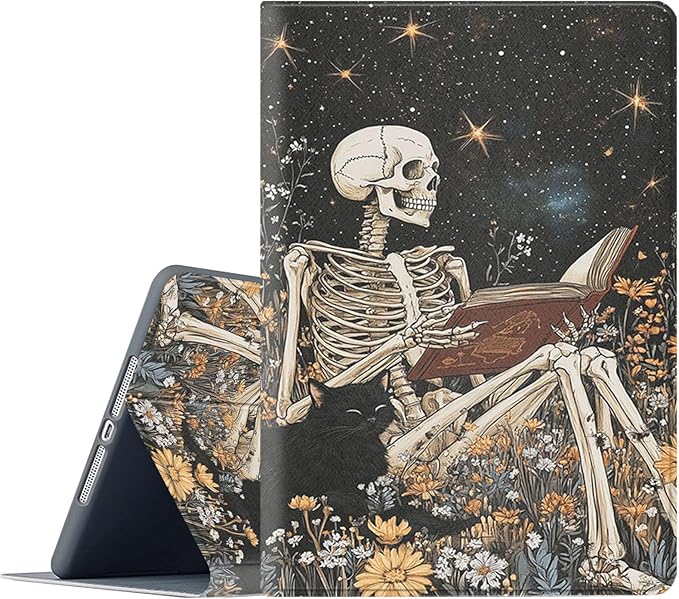Case for Samsung Galaxy Tab A11/A9 8.7-Inch 2025/2023Adjustable Stand Auto Wake/Sleep Function Full Body Protection Cover - Skeleton Black Cat