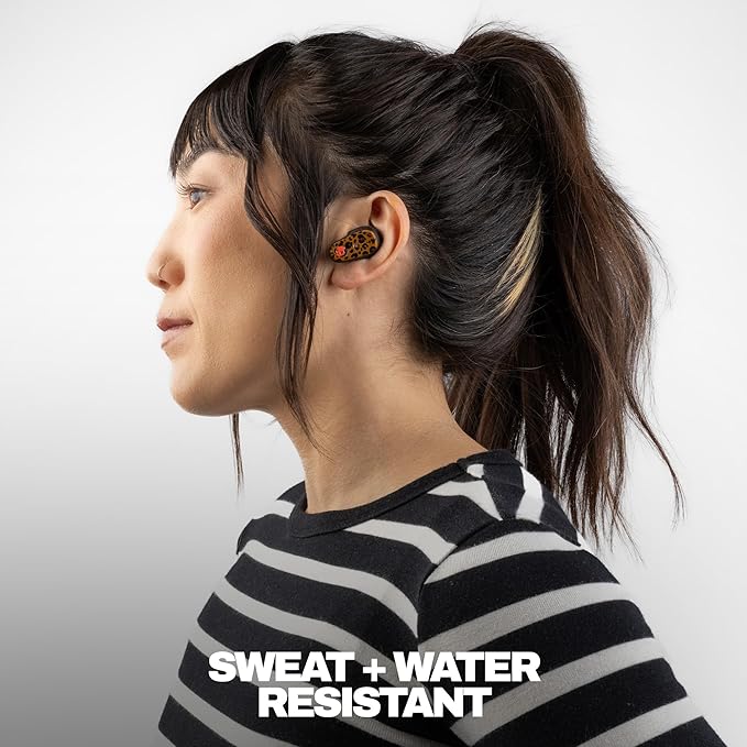 Skullcandy Method 360 ANC Wireless Earbuds Sound by Bose Bluetooth Headphones Premium Noise Cancelling Up to 40 Hrs Battery Sweat and Water Resistant Microphone for iPhone Android - Leopard