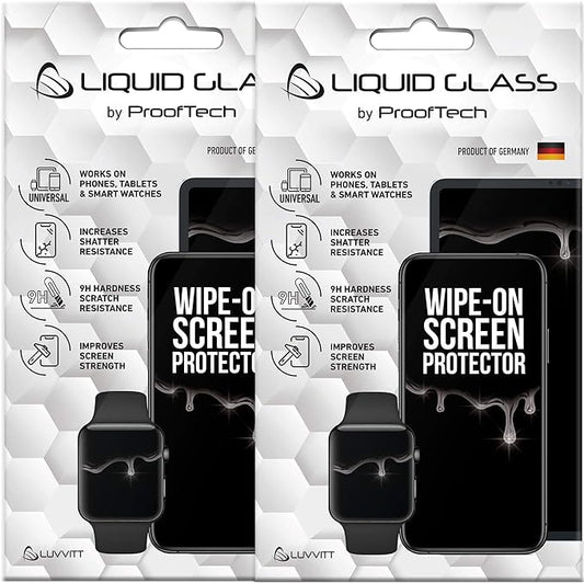 ProofTech 2 Pack Liquid Glass Screen Protector for All Smartphones Tablets and Watches - Universal Fit