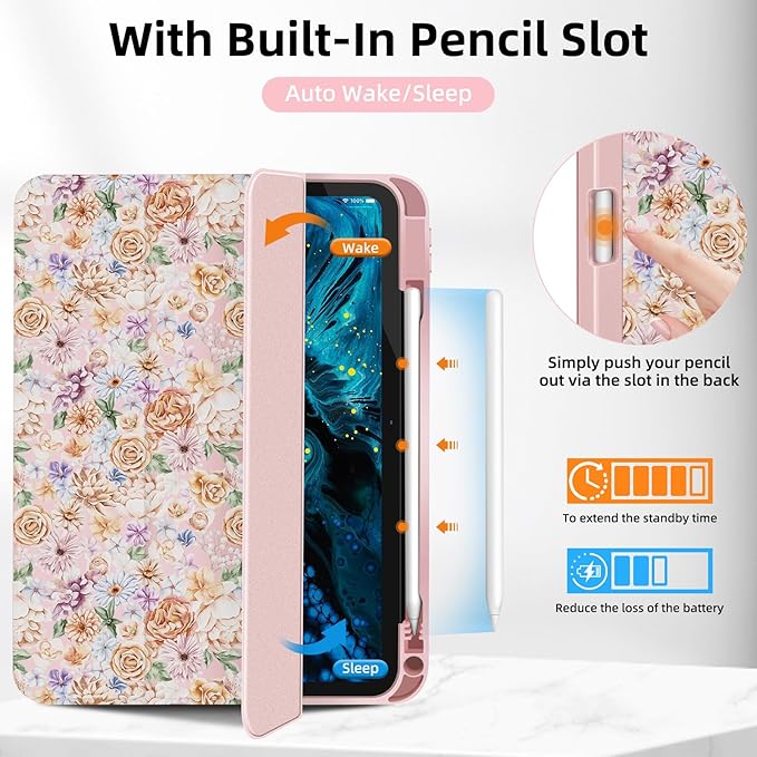 Case Compatible with iPad (A16) 11th Generation 11 Inch 2025/10th Generation 10.9 Inch 2022 Shockproof Hybrid Slim Stand Smart Cover with Pencil Holder Supports Auto Wake/Sleep Z008