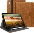 H HOLIMET Case for iPad (A16) 11th Generation 11'' 2025/10th Generation 10.9 Inch 2022 New with Pencil Holder Protective Cases Shockproof Cover Vegan Leather Brown