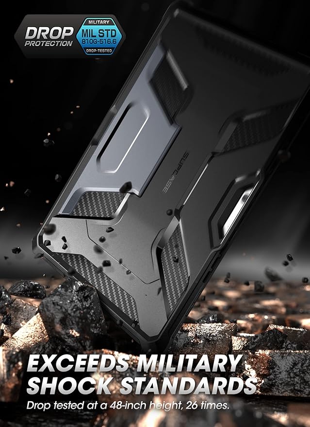 SUPCASE for Microsoft Surface Pro 11/10/9 Case with Kickstand (Unicorn Beetle Pro) [Military-Grade Protection] Heavy Duty Rugged Tablet Cover for Surface Pro 13 Inch Black
