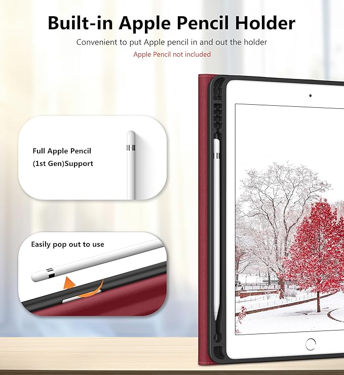 DTTO for iPad 6th / 5th Generation 9.7 Inch (2018/2017) iPad Air 2 / Air 1 Case 360 Degree Rotating Premium Leather Folio Stand Cover with Pencil Holder US Flag