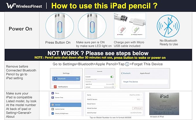 Stylus Pen Pencil Gen - Replacement for Apple iPad Pro Mini Air iOS &amp Android Tablets - Red