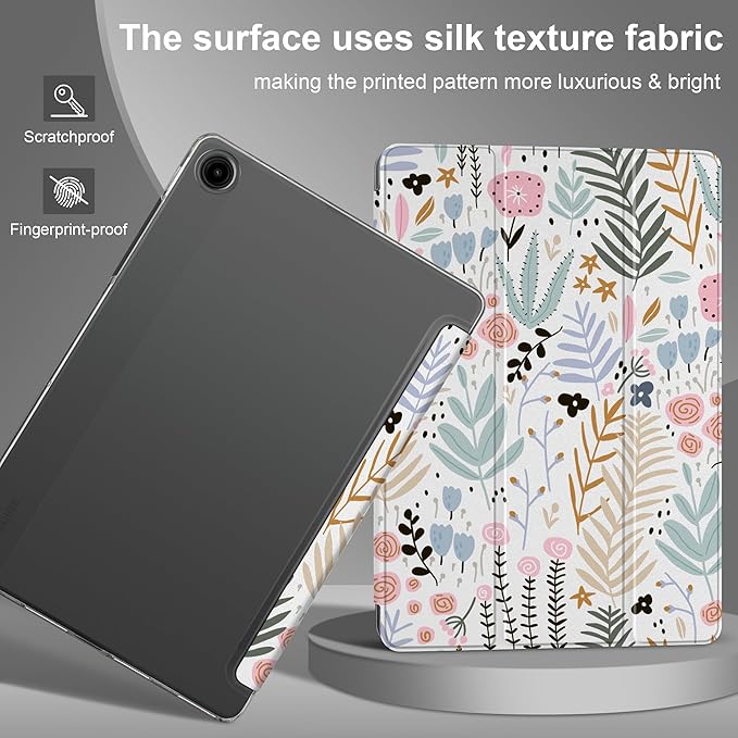 DONGKE Case for Samsung Galaxy Tab A11 Plus A11+ 11 inch (2025/2026) &amp Tab A9 Plus A9+ 11 inch (2024/2023) Slim Smart Stand Cover with Translucent Hard Back Auto Wake/Sleep - Tiny Flowers