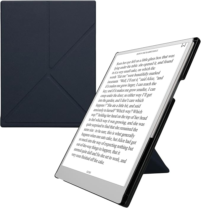 kwmobile Origami Case Compatible with Remarkable Paper Pro Cover - Faux Leather Tablet Case - with Stand and Pen Holder - Dark Blue