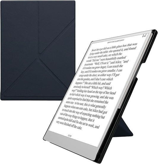 kwmobile Origami Case Compatible with Remarkable Paper Pro Cover - Faux Leather Tablet Case - with Stand and Pen Holder - Dark Blue