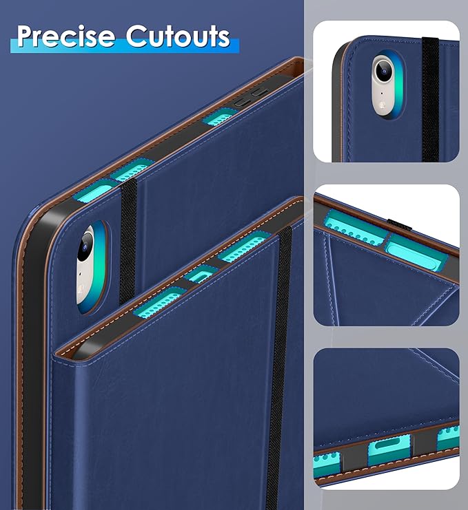 DTTO Rotating Case for iPad mini 7(A17 Pro) 2024 / iPad mini 6 2021 360 Degree Swiveling Premium Leather Folio Stand Cover with Pencil Holder for iPad mini 7th/6th Generation 8.3'' Navy Blue