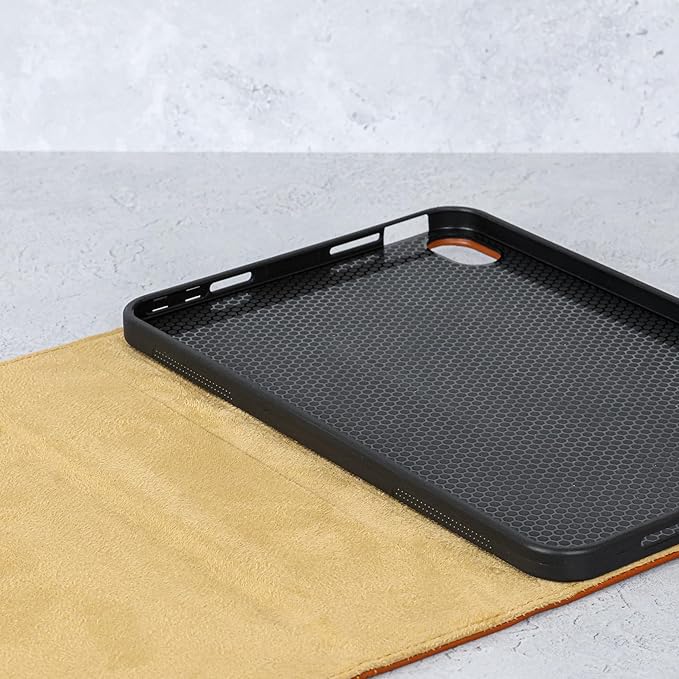 Casemade Real Leather Case Compatible with iPad mini 7 (A17 Pro) / 6th Gen (2021) - Full-Grain Leather Cover Auto Sleep/Wake Dual Stand Position (Tan)