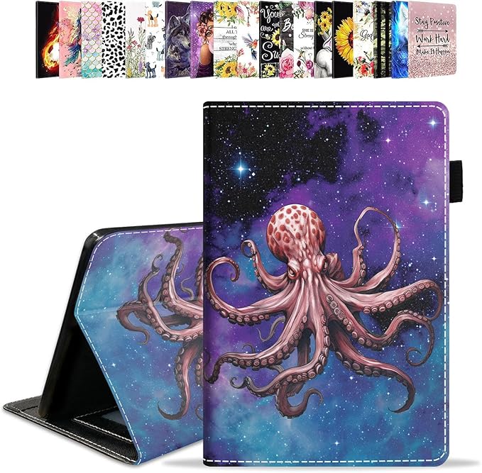 Case for All-New Amazon Kindle Fire HD 10 &amp 10 Plus Tablet 10.1 (13th/11th Generation 2023/2021 Release) - PU Leather Folio Case with Smart Auto Wake/Sleep Galaxy Nebula Octopus
