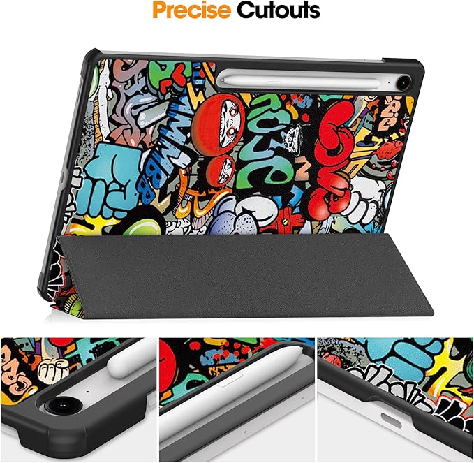 Case for Samsung Galaxy Tab S10 FE+/S10 FE Plus 13.1 Inch 2025 Model (SM-X620/SM-X626B) Tri-Fold Stand Smart PU Leather &amp Hard Back Shockproof Cover with Auto Wake/Sleep Colored Graffiti