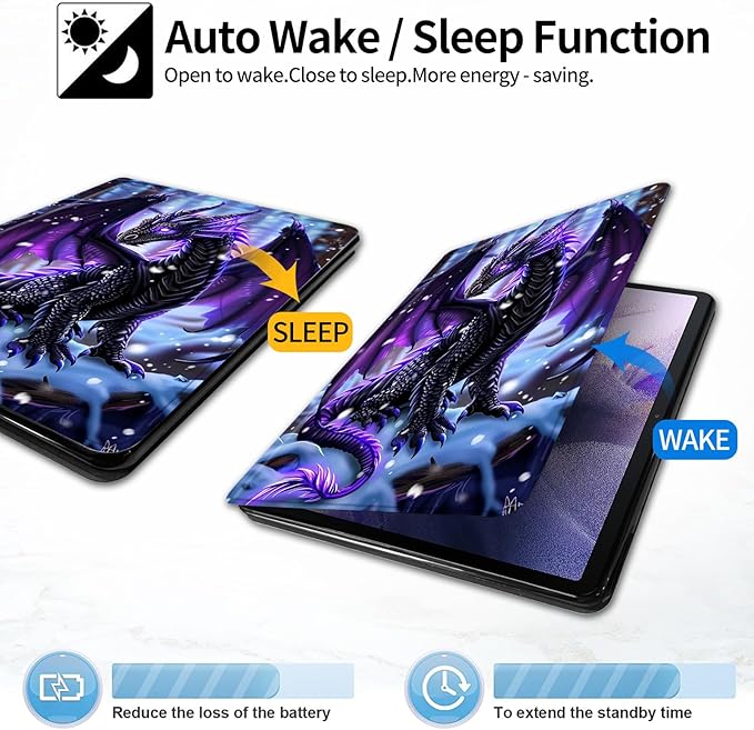Case for All-New Amazon Fire HD 8 &amp 8 Plus Tablet (12th Generation/10th Generation 2024/2022/2020) 8PU Leather Slim Standing Smart Cover Case with Auto Sleep/Wake-Cute Little Dragon