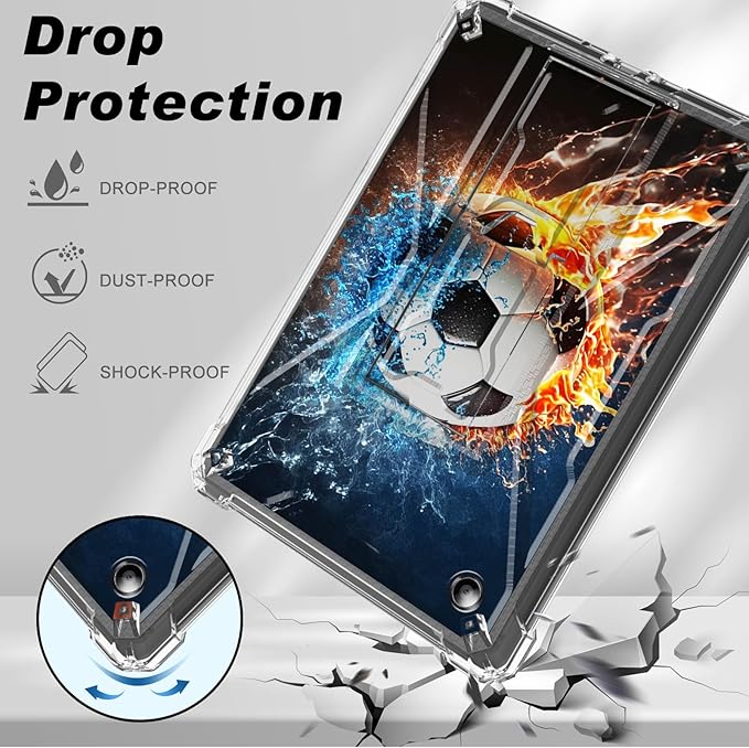 Case for iPad 10.2 2021/2020/2019 Shockproof Rugged Slim Heavy Duty Full Body Protective Case for iPad 9th/iPad 8th/7th Generation Soccer Ball
