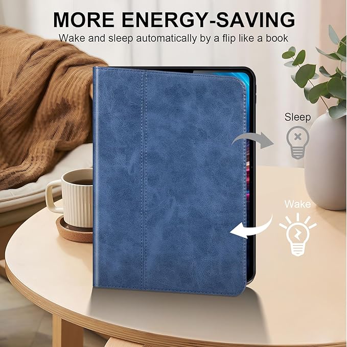 for Samsung Galaxy Tab S11 11 inch 5G Case with S Pen Holder 2025 Model(SM-X730/X736B) Genuine Leather Cover Protective ShellAuto Wake/Sleep.Blue