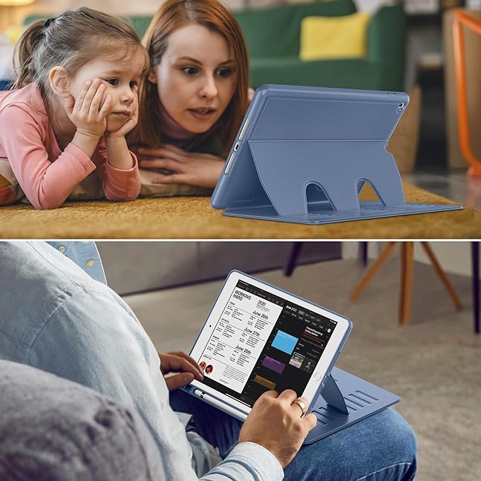 VIKESI Case for iPad 9th / 8th / 7th Generation 10.2 inch (2021/2020/2019 Released)Multiple Angles Magnetic Stand CoverShockproof BackPencil Holderand Auto Sleep/WakeMist Blue