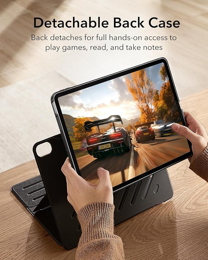 ESR for iPad Air 11 Inch Case M3/M2 (2025/2024) iPad Air 5th/4th Gen Case (2022/2020) 10.9 Inch Removable Magnetic Cover Adjustable Portrait/Landscape Stand 9 Standing Angles Durable Black
