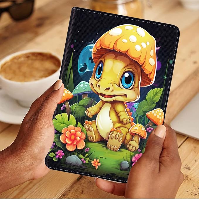 Funny Little Dinosaur and Mushroom