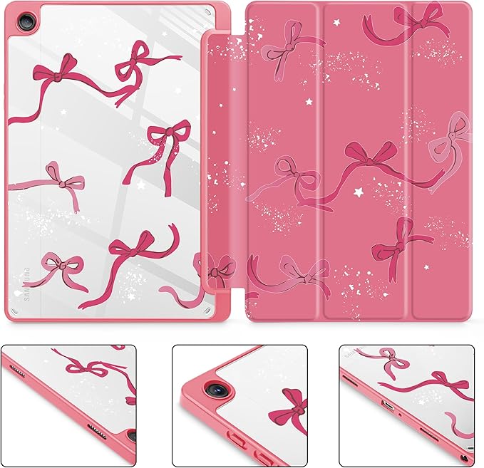 Tuiklol for Samsung Galaxy Tab A9+ Tablet 11” / A9+ Plus 2024 2023Buit-in S-Pen Holder with Clear Protective Cover Transparent Back Shell Auto Wake/Sleep Samsung Tab A9 Plus CoverBow-Watermelon Red