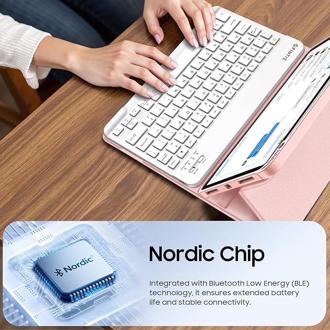 Fintie Keyboard Case for iPad Air 11-inch M4/M3/M2 (2026/2025/2024) iPad Air 5th/4th Generation (2022/2020) 10.9 Inch - Soft TPU Cover w/Magnetically Detachable Bluetooth Keyboard Rose Gold