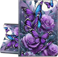 for iPad mini 7th (A17 Pro) 2024/iPad Mini 6th Generation Case 2021 8.3 Inch-Slim Leather Adjustable Stand Smart Cover with S Pen Holder &amp Auto Wake/SleepPurple Rose Butterflies