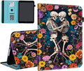 Case for Samsung Galaxy Tab S9 FE 5G 10.9 Inch/Galaxy Tab S9 11 Inch 2023Card Slot PU Leather TPU Case Pen Holder Auto Wake SleepFlower Skull