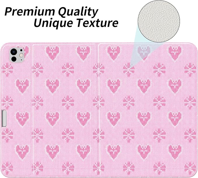 Cute Winter Christmas Case for iPad Air 11 M3 2025/M2 2024/iPad Air 5 2022/Air 4 2020 10.9 with Pencil Holder Vintage Aesthetic Classic Design Pink Leather Folio Stand Cover