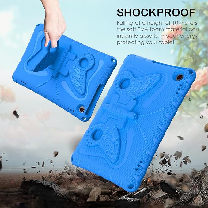 for Kindle Fire Max 11 (2023) Butterfly Wings Kickstand Kids Girl Tablet Case EVA Material Light Weight Shockproof Rugged Heavy Duty Kids Tablet Case for Kindle Fire Max 11 (2023) (Blue)