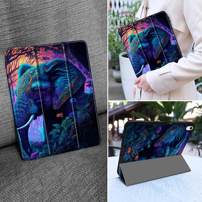MEEgoodo for M4/M3/M2 iPad Air 11 inch Case 2026 2025 2024Case for iPad Air 5th Generation/iPad Air 4th Gen 10.9 inch 2022 2020 Tablet Cover with Soft TPU Back Shell Elephants