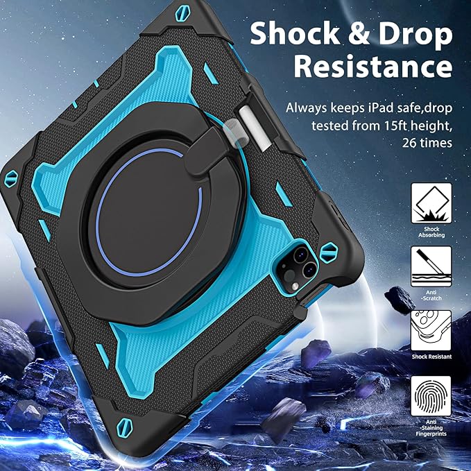 ROISKIN for iPad Air 11 inch M4/M3/M2 Case iPad Pro 11 inch 4th/3rd/2nd/1st GenerationiPad Air 5th/4th 10.9 inch CaseHeavy Duty Shockproof with 360 Stand Handle Shoulder Strap Pen Holder for Kids