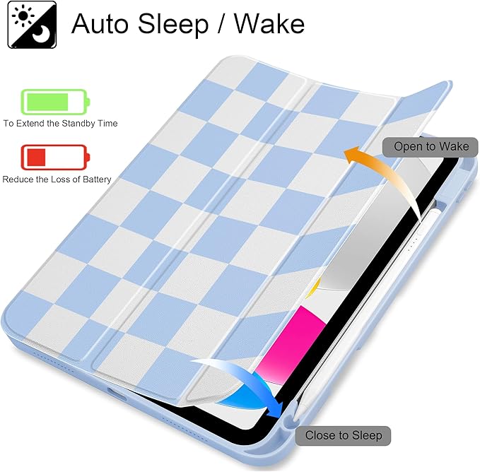 Tuiklol Case for iPad 11 inch (A16 Chip) 2025 Gen 11th / iPad 10.9 inch 2022 10th Gen Buit in Pencil Holder with Shockproof Cover Clear Transparent Back Shell Auto Wake/SleepLattice