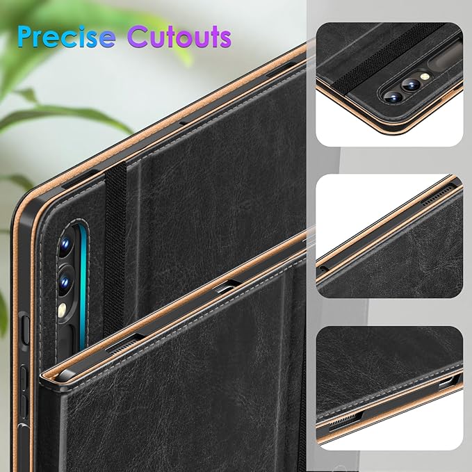 DTTO for Samsung Galaxy Tab S10 Ultra / S9 Ultra / S8 Ultra Case 2024/2023/2022 Premium Leather Business Folio Stand Cover with S Pen Holder for 14.6 Inch Tablet Auto Wake/Sleep Black