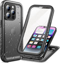 Cozycase Compatible with iPhone 14 Pro Waterproof Case - Full Body Shockproof Dustproof Dropproof Built in Screen Protector Rugged Waterproof Case for iPhone 14 Pro 6.1 Inch Black