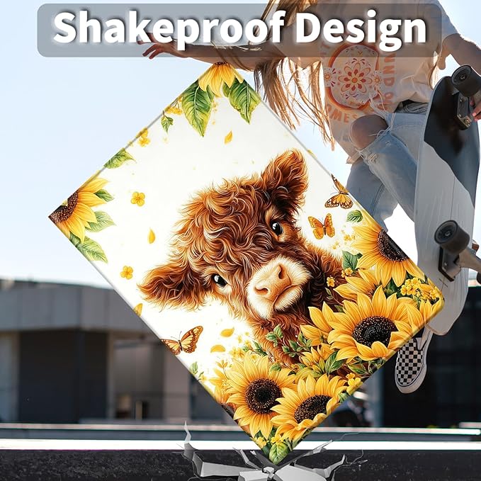 Case for Amazon Kindle Fire HD 10 and Fire HD 10 Plus 10.1 Tablet Case (13th/11th Generation 2023/2021 Release) Slim Fit PU Leather Cover with Auto Sleep/Wake - Sunflowers Highland Cow