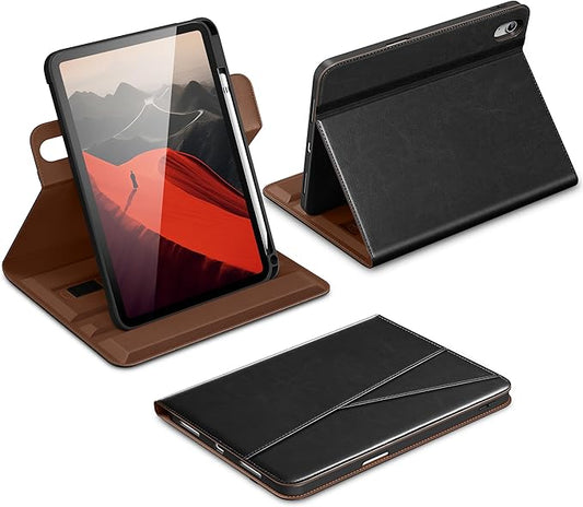 DTTO for iPad A16 Case iPad 11th / 10th Generation Case (2025/2022) 360 Degree Rotating Premium Leather Folio Stand Cover with Pencil Holder Black