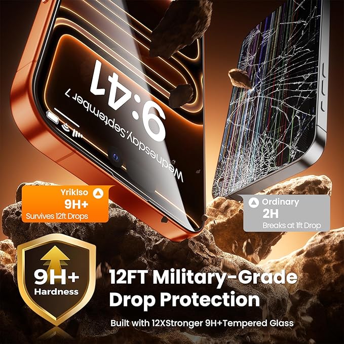 2-Pack for iPhone 17 Pro Screen ProtectorMilitary Grade ShatterproofBubble-Dust Free Box9H+ HD Tempered GlassScratch &amp Smudge Resistant for 17 Pro iPhone 6.3 inch
