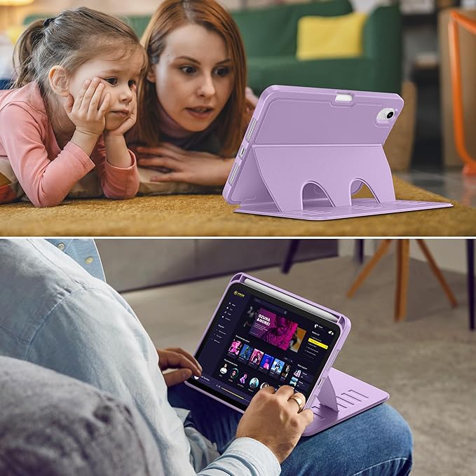 VIKESI Case for iPad iPad mini 7 (A17 Pro) and iPad mini 6Multiple Angles Magnetic Stand CoverShockproof Soft BackPencil Holderand Auto Sleep/WakeLilac