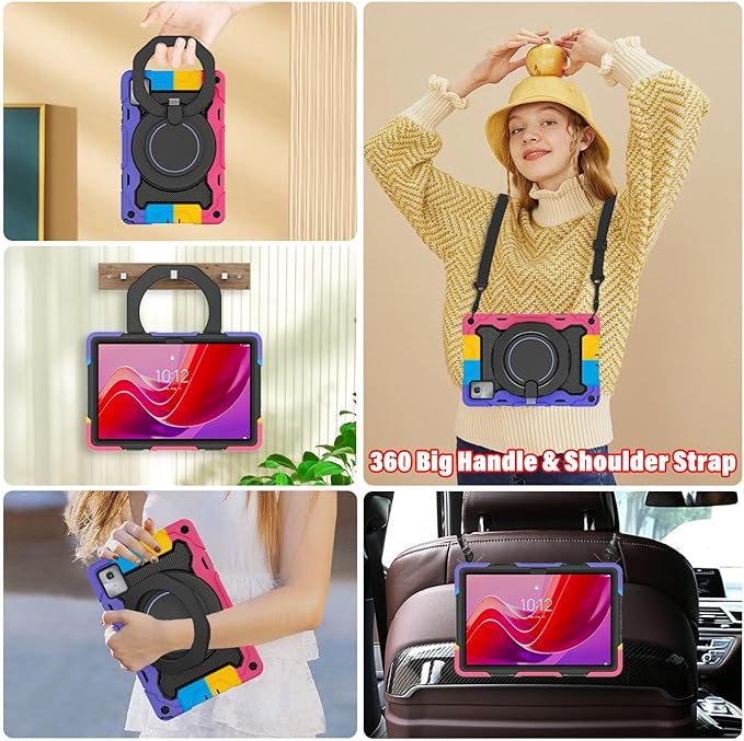 ROISKIN Case for Lenovo Tab M11 / K11 (TB-330FU/TB-330XU) 11 inch Drop-Proof Protection Cover with 360° Rotate Stand &amp Handle &amp Screen Protector &amp Shoulder Strap &amp Kids Friendly