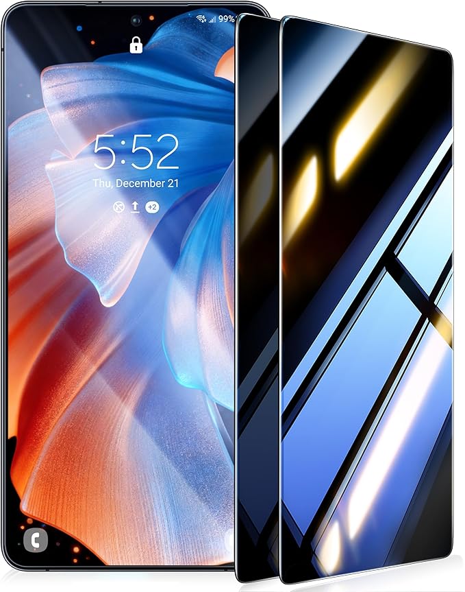 UltraGlass Unbreak Top 9H+ Glass for Samsung Galaxy S25 Ultra Privacy Screen Protector [Military Grade Shatterproof &amp Longest Durable] S25 Ultra Screen Protector Tempered Glass 2 Pack [Black]