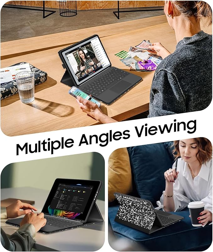 Fintie Protective Case for Microsoft Surface Pro 12 Inch (2025) Multi-Angle Viewing Portfolio Business TPU Back Cover with Pocket &amp Stylus Holder Compatible with Type Cover Keyboard (Com-Book)