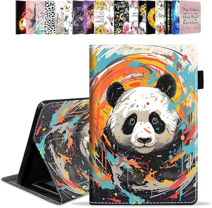 Case for All-New Amazon Kindle Fire HD 10 &amp 10 Plus Tablet 10.1 (13th/11th Generation 2023/2021 Release) - PU Leather Folio Case with Smart Auto Wake/Sleep Watercolor Panda