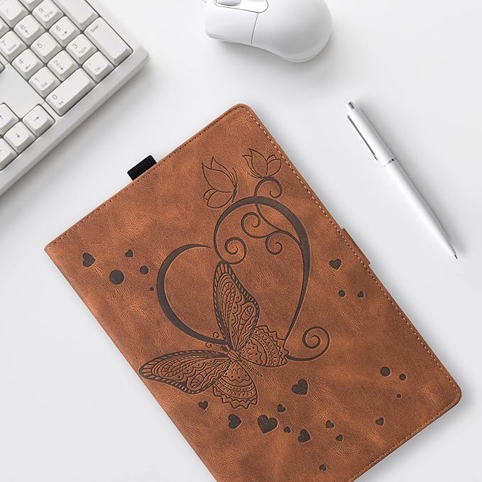 Case for Fire HD 10 Tablet 9th/7th/5th Generation 2019/2017/2015 Release Multiple Angles Viewing Stand Cover Soft TPU Back Cover with Pen Holder and Auto Wake/Sleep Brown