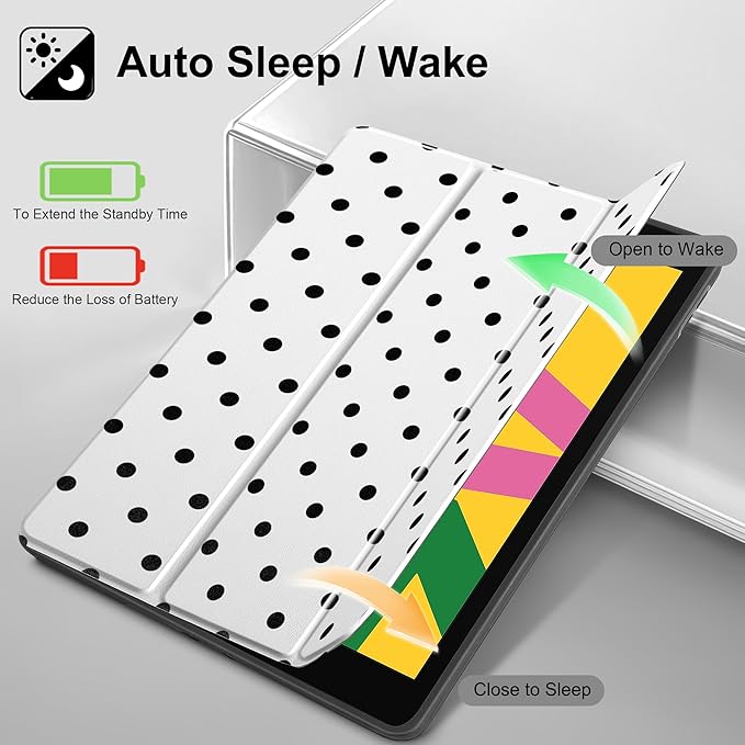 Tuiklol Case for iPad 10.2 Inch 2021 2020 2018 Release 9th / 8th / 7th Generation Built-in Pencil Holder TPU Protective Stand Back Cover Trifold Stand-Auto Wake/Sleep Spot-White