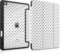 MEEgoodo Case for iPad 10.2 inchTablet Cases for iPad 9th Generation 2021/8th Gen 2020/7th Gen 2019 with Clear Acrylic Back Shell+Pencil Holder+Auto Wake/Sleep+Trifold Stand Poka Dot Black
