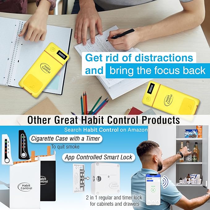 Lockbox for Phone - Timed Lock Box for Cellphone for Self-Discipline Portable Smartphone Time Lock Box Jail Phone Box for Family Time Locking Container to Reduce Screen Time (Yellow)