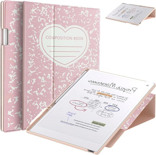 E NET-CASE Case for Remarkable Paper Pro Color 11.8- Multi-Viewing &amp Auto Sleep/Wake Book Folio Cover with Built-in Pen Holder for Remarkable Paper Pro Tablet 11.8 inch 2024 Released (Pink-Book)